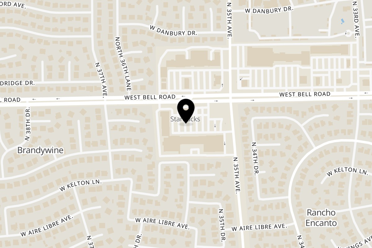 Map showing the location of Dosa Place - Phoenix, AZ on 3539 W Bell Road in Phoenix